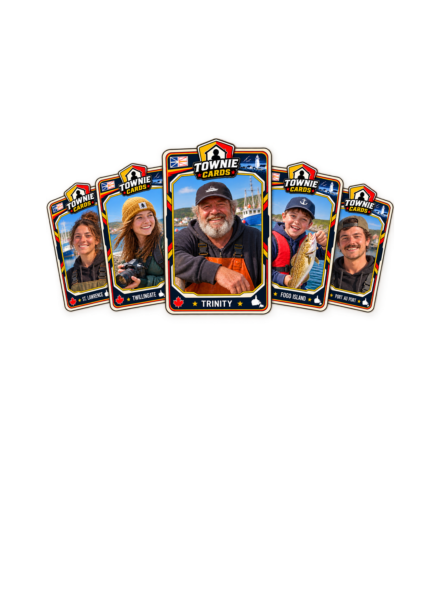 Five Townie Cards from Newfoundland communities